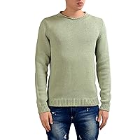 MALO Men's Green Silk Cashmere Crewneck Heavy Knitted Sweater US M IT 50