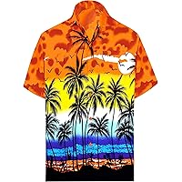 LA LEELA Men's Hawaiian Shirt Beach Casual