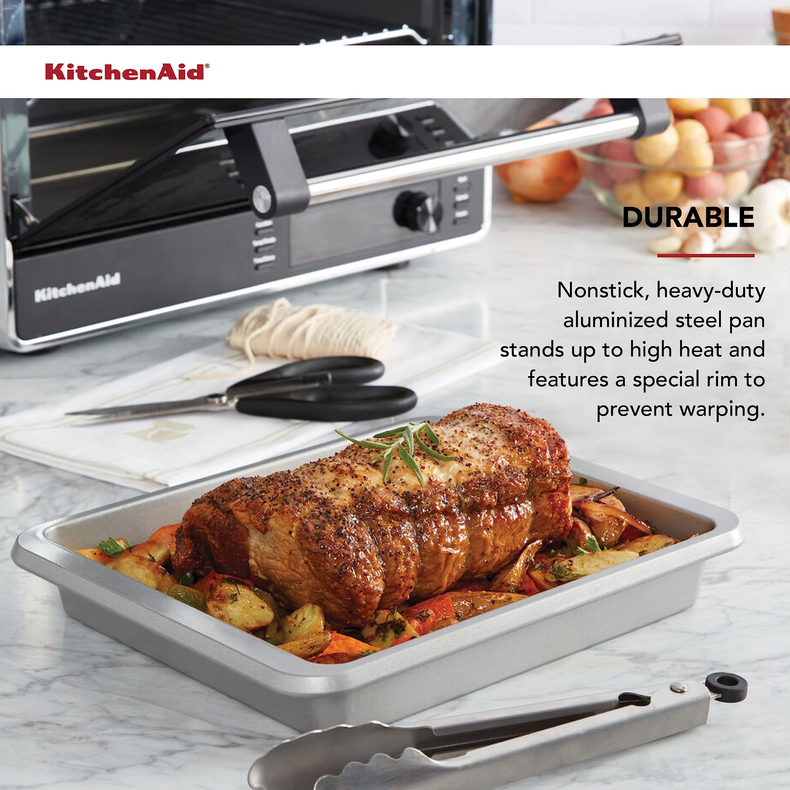 KitchenAid Countertop Oven Rectangular Baker, 12.3 x 10 Inch, Silver