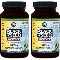 Amazing Herbs Black Seed Oil Pills 1250mg, 100 Softgel Capsules (Pack of 2)