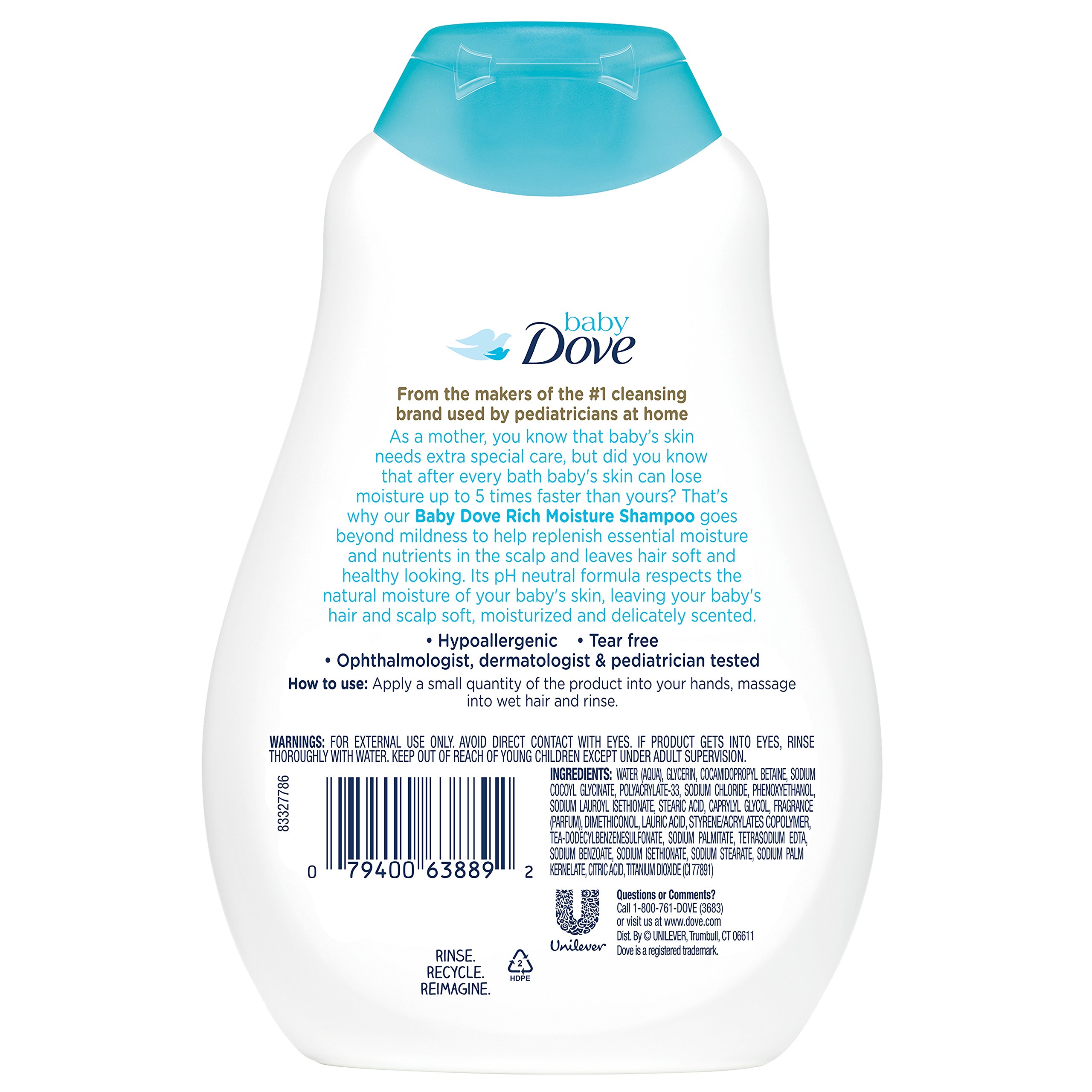 Baby Dove Tear Free Baby Shampoo Rich Moisture, 13 Ounce (Pack of 3)