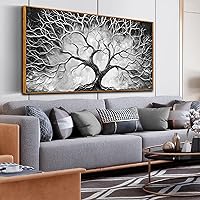 Framed Wall Decor for Office - Modern Abstract Wall Art - Tree Wall Painting for Living Room Ready to Hang Size 30