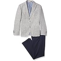 Isaac Mizrahi Boys' Slim Fit 2-Piece Multi-Plaid Contrast Suit, Gray