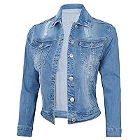Decrum Denim Jacket For Women - Casual Trucker Style Outerwear Blue Womens Jean Jackets