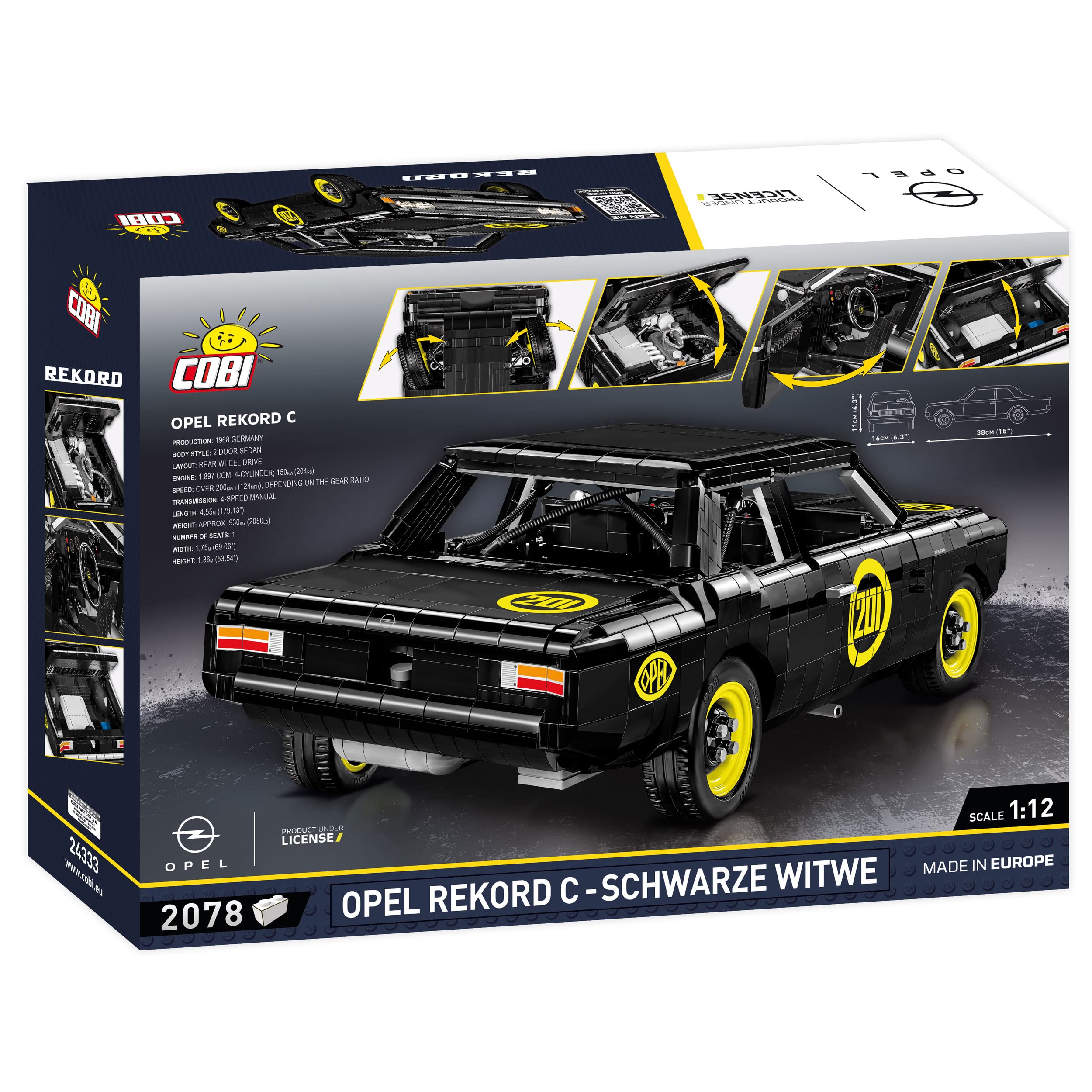 COBI Opel Rekord C-Schwarze Witwe,Black,24333
