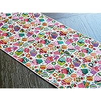 Cupcakes and Lollipops Print Cotton Table Runner Kitchen Picnic Kids Party Venue Table Decor (12