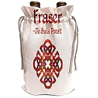3dRose Celtic knot in the tartan colors for the Fraser Clan and family motto-Wine Bag, 13.5 by 8.5-inch , Beige