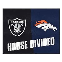FANMATS NFL House Divided - Broncos / Raiders House Divided Rug , 33.75
