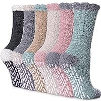 FNOVCO Non Slip Socks for Women Winter Warm Cozy Fuzzy Slipper Socks Soft Fluffy Hospital Socks with Grips