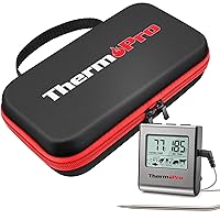 ThermoPro TP-16 Large LCD Digital Cooking Food Meat Smoker Oven Kitchen BBQ Grill Thermometer + TP98 Storage Bag Shockproof Waterproof Black Travel Protective Case/Box/Organizer