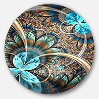 Designart Light Blue Fractal Flower-Digital Art Floral Circle MT7261-C11-Disc of 11 inch, 11'' H x 11'' W x 1'' D 1P
