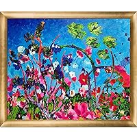 ArtistBe Bright Meadow by Celito Medeiros, Hand Painted Oil with Gold Luminoso Frame, 27 in x 23