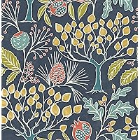 NU3038 Groovy Garden Navy Peel & Stick Wallpaper, Multicolor