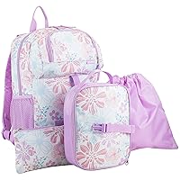 Fuel Everyday 4-Piece Combo Backpack with Lunch Box, Pencil Case and Shoe Pouch - Lovely Lilac/Spring Floral Print