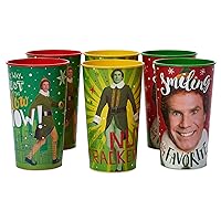 American Greetings 6-Count 22 oz. Reusable Plastic Cups, Buddy The Elf Christmas Party Supplies