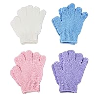 4 Pairs Exfoliating Gloves - Premium Scrub Wash Mitt for Bath or Shower - Luxury Spa Exfoliation Accessories For Men and Women