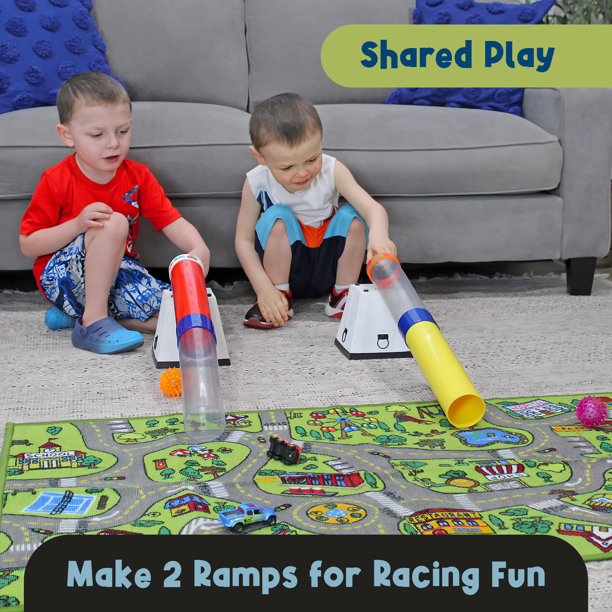 MEAVIA Toy Tunnel Ball Drop Race Track Set (7-Piece Set); Toy Car/Ball Ramp Play Set STEM Toy