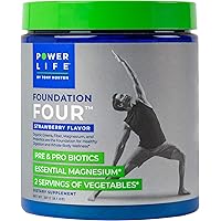 POWERLIFE Tony Horton Foundation Four Greens Drink with Pre & Pro Biotics, Essential Magnesium, 2 Servings of Vegetables, Strawberry Flavor 30 Servings
