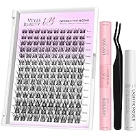 LuxeBold Cluster Lashes Kit Individual Lash Extensions Newbie's Five-Second DIY Dramatic Volume Eyelash Wispy Faux Mink Lash Mixed Length Tray with Bond & Seal, Applicator at Home