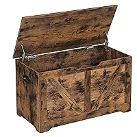 VASAGLE Storage Chest, Storage Trunk with 2 Safety Hinges, Storage Bench, Shoe Bench, Farmhouse Style, 15.7 x 31.5 x 18.1 Inches, for Entryway, Bedroom, Living Room, Rustic Brown ULSB062T01
