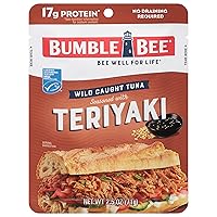 Bumble Bee Teriyaki Seasoned Tuna, 2.5 oz Pouch - Ready to Eat - Wild Caught - 16g Protein per Serving - No Draining Required
