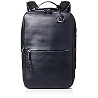 Men's Water-Repellent Leather Backpack PAZ102, NVY