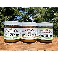 MSM Cream, 3 Four Ounce Jars (Two With Essential Oils, One Fragrance Free)