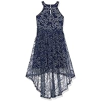 Speechless Girls' Sleeveless Embroidered Tulle High Low Party Dress