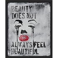 SIGNWIN Framed Crying Marilyn Monroe Banksy Street Wall Art, Industrial Style, Graffiti, Urban, Cement, Gray Loft Wall Decor Prints, Inspirational Wall Décor for Living Room, Bedroom - 11