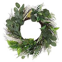 Sweet Anne Eucalyptus Wreath - 22-Inch Artificial Spring, Summer, or Fall Wreath for Home Decor - Wreaths for Indoors or Covered Patio by Pure Garden