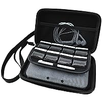 Technoskin - Compact Travel Carrying Case for NEW 3DS or NEW 3DS XL - Black - 8 Game Holders - Hard Cover - Mesh Accessory Pouch - Carrying Strap