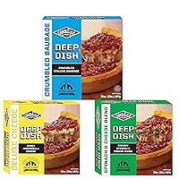 Gino's East Variety Pack - Deep Dish Spinach Frozen Pizza - Sausage Frozen Pizza - Cheese Frozen Pizza | By Gourmet Kitchn - 1 of Each Box (32 Oz Each Flavor), Total 3 Boxes