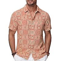 PJ PAUL JONES Mens Shirt Short Sleeve Button Down Tropical Shirts Casual Summer Beach Shirt with Chest Pocket