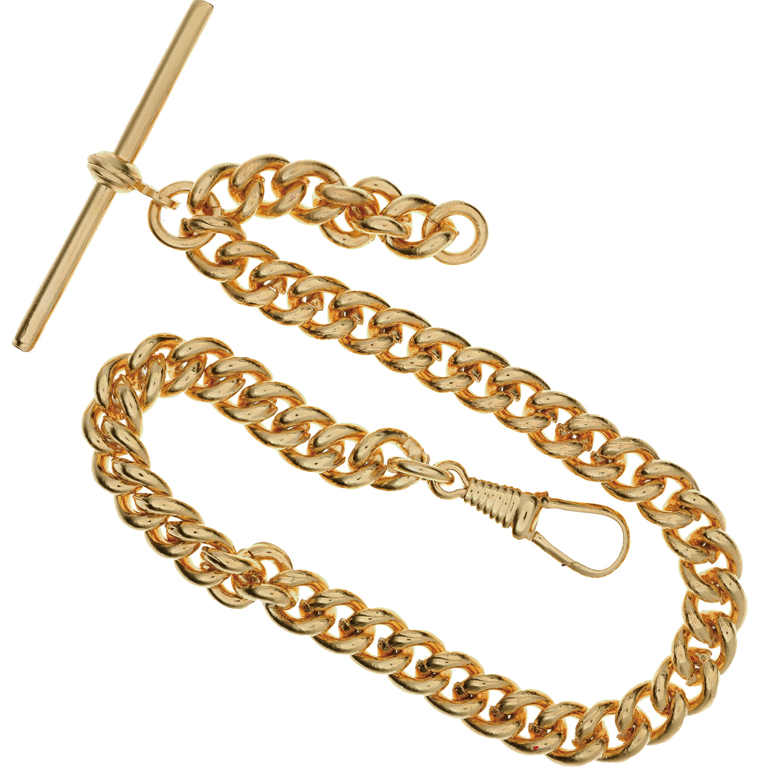 I LUV LTD Single Albert Chain for Pocket Watch - Heavyweight Rolled Gold Finish