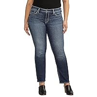 Silver Jeans Co. Women's Plus Size Britt Low Rise Curvy Fit Straight Leg Jeans