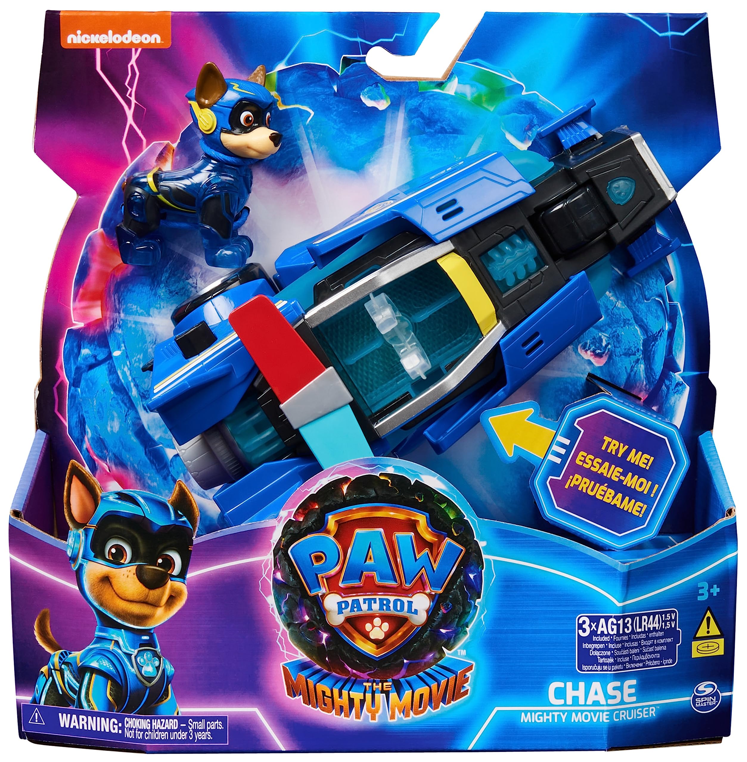 Paw Patrol – The Superfilm – Action Figures and Cars Toys Paw Patrol – Figure Chase Paw Patrol and Toy Car with Lights and Sounds – 6067507 – Toys Children 3 Years +