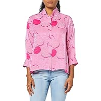 MULTIPLES Women's 1 Turn-up Cuff Three Quarters Sleeve Button Front Wire Collar Shirt
