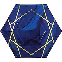 Creative Converting Blue and Gold Octagon Birthday Dessert Paper Plates
