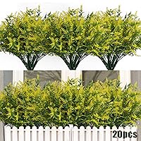 20 Bundles Outdoor Artificial Flower UV Resistant Fake Stems Plants, Faux Plastic Greenery for Indoor Outside Hanging Plants Garden Porch Window Box Home Wedding Farmhouse Décor(Yellow)