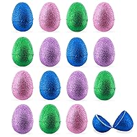 Radiant Easter Delight: Set of 16 Shiny Glittered Multicolored Plastic Easter Eggs, 2.3 Inches