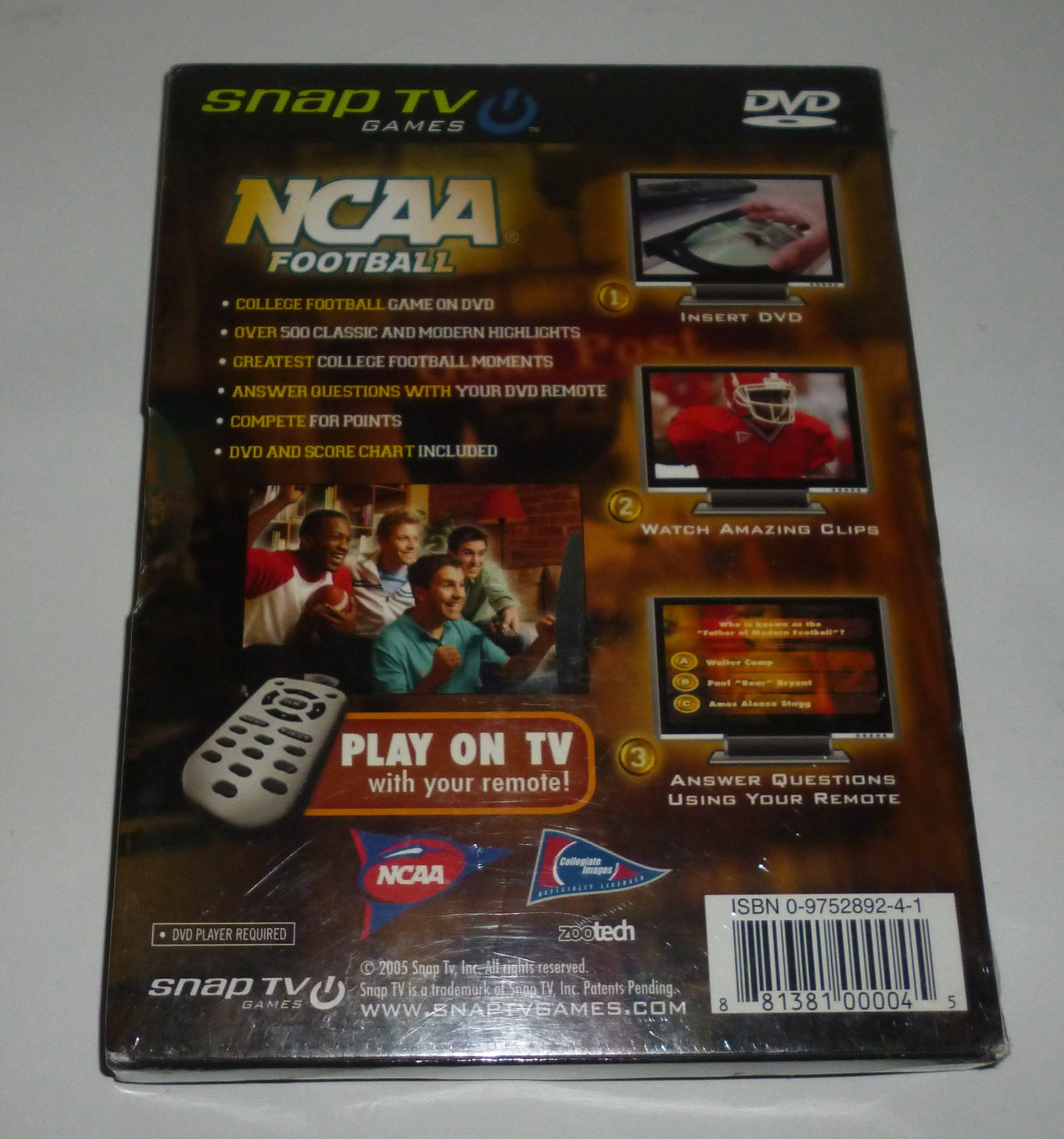 Snap Tv NCAA Football DVD Trivia Challenge Game