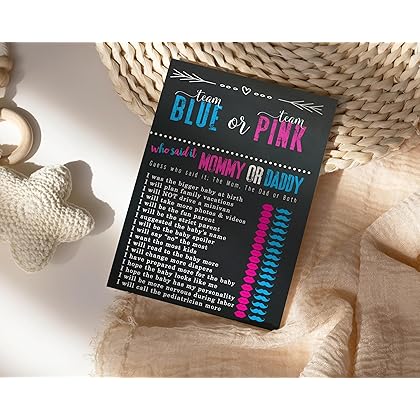 Gender Reveal Mommy or Daddy Game (25 Pack) Guess Who Know Parents Baby Shower Games Coed Activity Cards - Pink and Blue Boys and Girls Themed, 5x7 Size Set