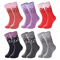 MQELONG Wool Socks for Kids Boys Girls Winter Warm Wool Hiking Thick Boot Cozy Crew Socks 6 Pairs
