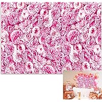 BINQOO 7x5ft Pink Flower Wall Backdrop Mother Day Rose Floral Backdrop Wall for Wedding Decoration Baby Shower Video Booth Girls Women Birthday Party Photography Background