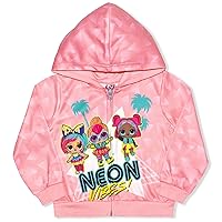 L.O.L. Surprise! Girls’ Lil Cheeky Babe and Lil D.J Zip Up Hoodie for Little and Big Kids – Pink/Blue