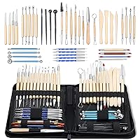 ISSEVE Pottery Clay Sculpting Tools 43Pcs Double Sided Ceramic Clay Carving Tool Set with Upgrade Stand-Up Design Carrying Case for Beginners Professionals School Student Pottery Modeling Smoothing