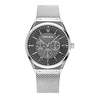 Orphelia Men's Multi Dial Watch Saffiano with Stainless Steel Bracelet Silver, silver/grey, Bracelet