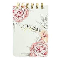 Vintage Roses Petite Journal - Pocket Journal with 200 Custom Interior Pages, Pink Floral Cover with Embellished Gold Foil 