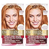 Excellence Creme Permanent Hair Color, 8RB Medium Reddish Blonde, 100 percent Gray Coverage Hair Dye, Pack of 2