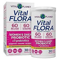 Vital Flora Women’s Daily Probiotic 60 Billion CFU, Diverse Strains, Organic Prebiotics, Vaginal and Immune Support, Shelf Stable Digestive Health Probiotics for Women 30 Capsules